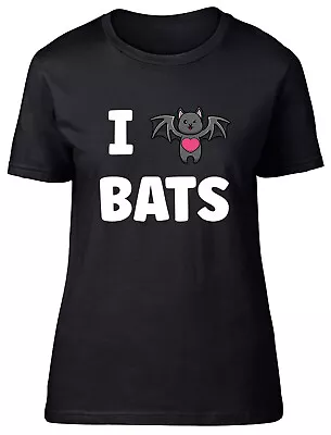 Buy I Love Bats Womens T-Shirt Flying Nocturnal Winged Funny Vampire Ladies Gift Tee • 8.99£