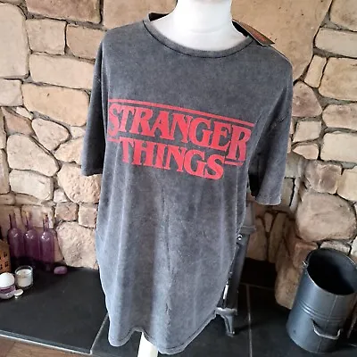 Buy Netflix Stranger Things Washed Charcoal Grey T-Shirt Size M BNWT • 16£