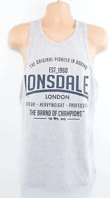 Buy JOB LOT 5 X LONSDALE Men's Boxing Vest Tank Top Grey With Blue Print Size SMALL • 14.69£