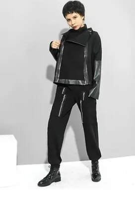 Buy Black Rock Chic Soft Faux  Pu Leather Designer Edgy Ladies Urban  Jacket Coat 16 • 95£