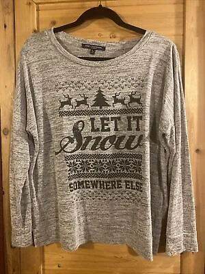 Buy One Clothing Women’s Heather Gray Long Sleeve Shirt, Let It Snow Christmas Top • 5.78£