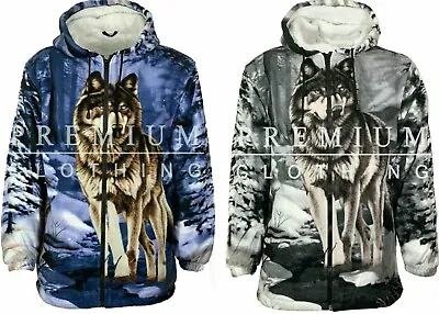Buy Mens Womens EXTRA Thick Thermal LINED Hooded Fur Sherpa Fleece Printed Jackets • 24.99£
