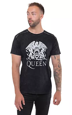 Buy Queen Classic Crest Band Logo Snow Wash T Shirt • 17.95£