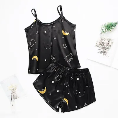 Buy Women Ladies Satin Silk Lace Cami Vest Shorts Lingerie Pyjamas Set Pj Sleepwear • 9.74£