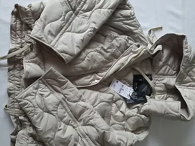 Buy Stradivarius Quilted Jacket With Hood Size M Beige • 35.50£