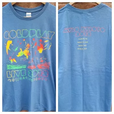 Buy Coldplay 2012 T Shirt Blue Australia New Zealand  Tour Official Backprint SMALL  • 24.99£
