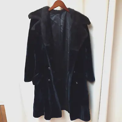 Buy LASKA By MALDEN Vtg Faux PERSIAN LAMB Fur JACKET COAT Womens Size 14 M/L Black • 56.46£