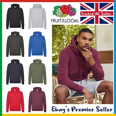 Buy Mens Premium Hooded Sweatshirt ? New Fruit Of The Loom Hoodie ? FREE Delivery • 18.45£
