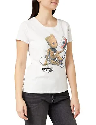 Buy GUARDIANS OF THE GALAXY Groot & Tape - XL, White (Women) T-Shirt NEW • 6.60£