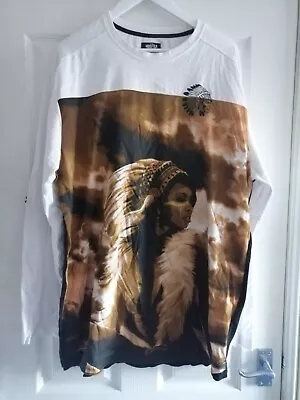 Buy Men's T-shirt Hustle Gang Sz 3XL One Brave Long Sleeved Large Print • 24.99£