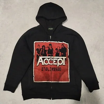 Buy Accept Hoodie Mens M Black Band Stalingrad Sherpa Lined Full Zip Blast Merch Top • 56.90£