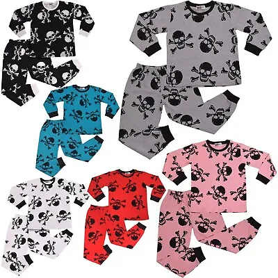 Buy Kids Boys Girls Skull N Bones Children Pyjamas PJs 2 Piece Cotton Set Nightwear • 9.99£