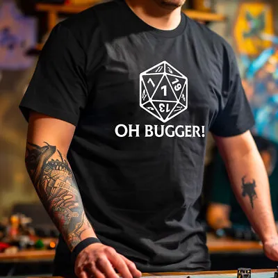 Buy Oh Bugger! Rolled 1 T Shirt Funny DND 20 And Dice Dungeons Master Dragons Gift • 13.99£