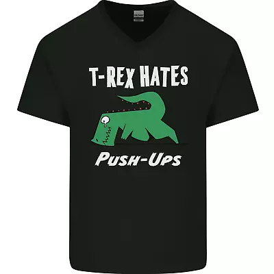 Buy T-Rex Hates Push Ups Gym Funny Dinosaurs Mens V-Neck Cotton T-Shirt • 11.99£