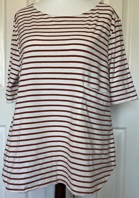 Buy Mama B White Oversized Striped T Shirt Top Size Small Curved Hem Pocket Detail • 29.99£
