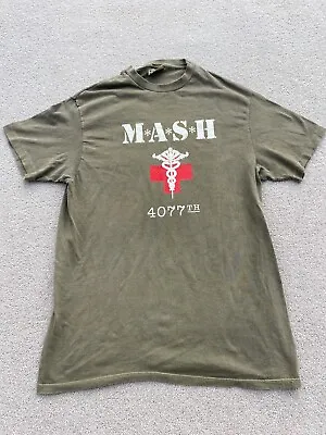 Buy Vintage MASH 4077th Single Stitch Khaki T-Shirt Size UK Large Made In USA Hanes • 29.99£
