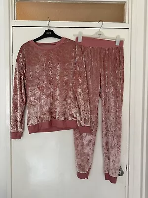 Buy New TIME TO DREAM Pyjamas Set MATALAN Pink Size Small 8-10 Soft Velour Gold Dot • 10£