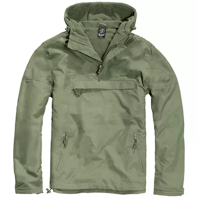 Buy Brandit Classic Windbreaker Hooded Anorak Mens Jacket Cadet Hiking Hunting Olive • 57.95£
