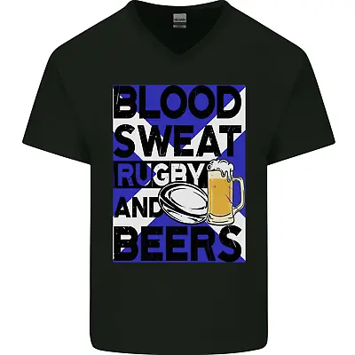 Buy Blood Sweat Rugby And Beers Scotland Funny Mens V-Neck Cotton T-Shirt • 11.49£