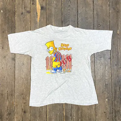 Buy Simpsons Graphic T-Shirt 90s Vintage Bart Short Sleeve Tee, Grey, Mens XL • 40£