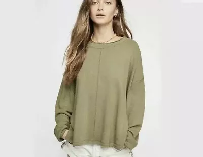 Buy Free People Be Good Terry Dolman Sleeve Pullover Reed Green Size Small S • 23.62£