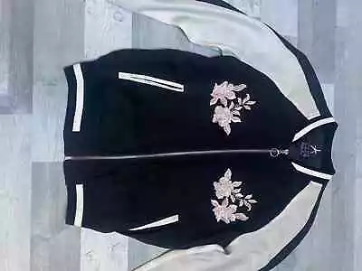 Buy Black And White  Jacket Women With Flower • 6.99£