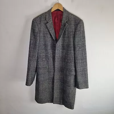 Buy Moss 1851 Mens Wool Overcoat Size 40R Grey Houndstooth Check 'Denton' Coat • 40£