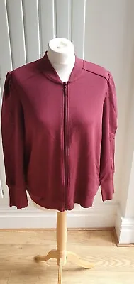 Buy Denim & Co Active French Terry Zip Up Bomber Jacket New Medium QVC D&co Wine • 12£