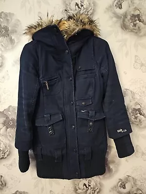 Buy Khujo Ladies Womens Jacket Blue Small Winter Hooded Vintage P2P 19  Excellent Co • 20£