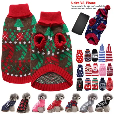 Buy Novelty Small Dog Pet Cat Christmas Dress Up Jumper Knit Clothes Hoodie Sweater • 6.99£
