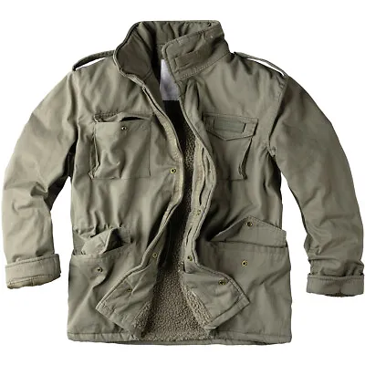 Buy Surplus Paratrooper Winter Mens Jacket M65 Army Military Field Coat Olive Washed • 89.95£