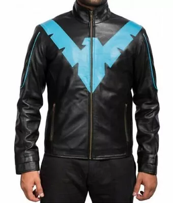 Buy Men's Leather Jacket Genuine Lambskin Batman Knight Nightwing Black Jacket • 23.44£