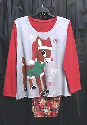 Buy Rudolph Reindeer Soft Pajamas Pjs Set-knit Sleep Top-fleece Pants~2x~new • 18.48£