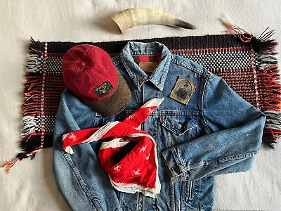 Buy LEVIS VINTAGE Made USA Trucker Jacket Blanket Lined Red Check M-L RARE LVC • 83.95£