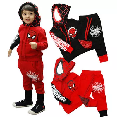 Buy Spiderman Tracksuit Set Kids Boys Hoodies Jacket Pants Outfits Marvel Clothes  • 14.17£