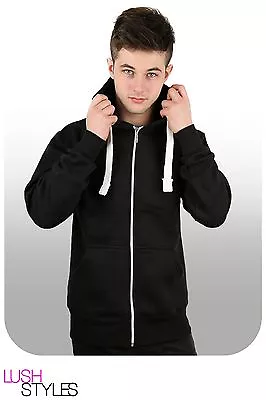 Buy Mens Plain American Zip Up Hoodie Jacket Sweatshirt Hooded Zipper Top S - XXXXXL • 7.95£