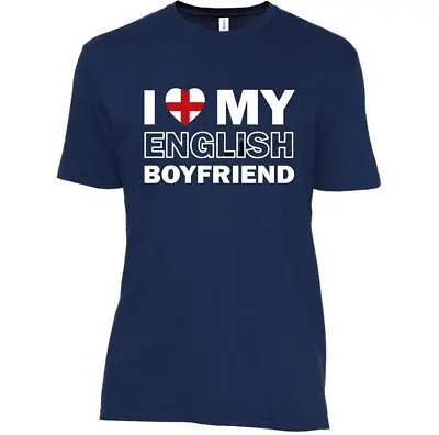Buy I Love My English Boyfriend T-Shirt For Women Short Sleeve Valentine Couple Gift • 9.56£