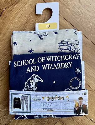 Buy BNWT Harry Potter Womens Hogwarts Navy & Grey Long Pyjamas PJ Set Size 10 • 16£