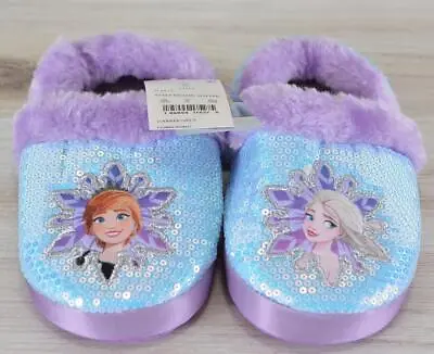 Buy Disney Frozen Elsa & Anna Sequin Slippers Toddler Girls Size 11/12 XL NEW • 8.81£