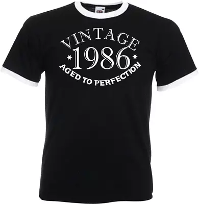 Buy 38th Birthday Gifts Presents Year 1986 Unisex Ringer Vintage T-Shirt Aged To Old • 12.99£
