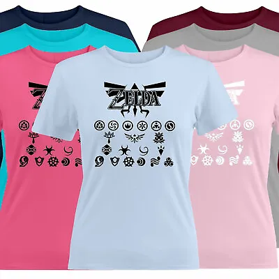 Buy Legend Of Zelda Triforce W/Goddess Symbols Gift Girls Juniors Women Tee T-Shirt • 15.05£