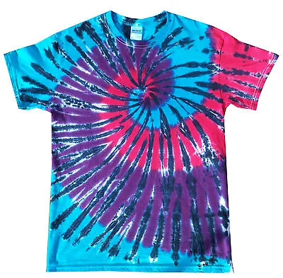 Buy Tie Dye T Shirt Blue Pink And Purple Spiral , All Sizes, Hand Dyed In The UK  • 16.75£