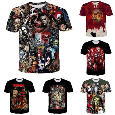 Buy Unisex 3D Horror Movie Characters Casual Short Sleeve T-shirt Tee Pullover Top • 9.53£