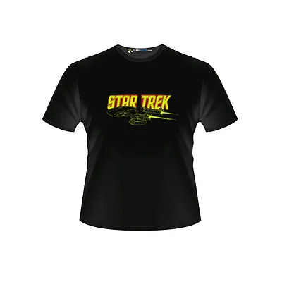 Buy Star Trek Light Up Flashing T-Shirt With EL Enterprise Illuminated Panel, Cotton • 9.95£