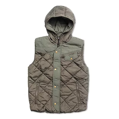 Buy Isolid !solid Quilted Green Hooded Hoodie Body Warmer Sleeveless Jacket • 19.99£