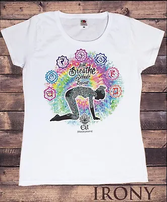 Buy Women’s T-Shirts New Cotton Short Sleeve Tee - Yoga Meditation Cat Pose TS1089 • 13.99£