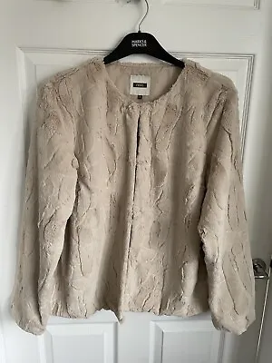 Buy Ladies Cream Beige NEXT Faux Fur Long Sleeve Collarless Jacket  - Size 22 • 38£