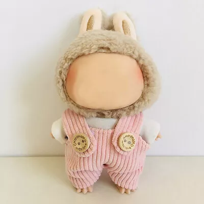 Buy 17cm Labubu Doll Cute Mini Pendant Doll Clothes T-shirt Button Suspender Pants_k • 5.48£
