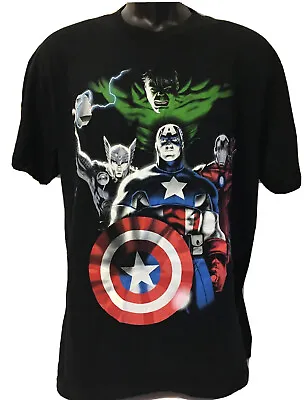 Buy Marvel Avengers Assemble Boy’s Superhero Sleep T-Shirt Size Large Black New • 7.84£