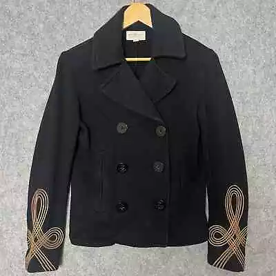 Buy Ralph Lauren Denim Supply Jacket Embroidered Black Gold Peacoat Double Breasted • 65£